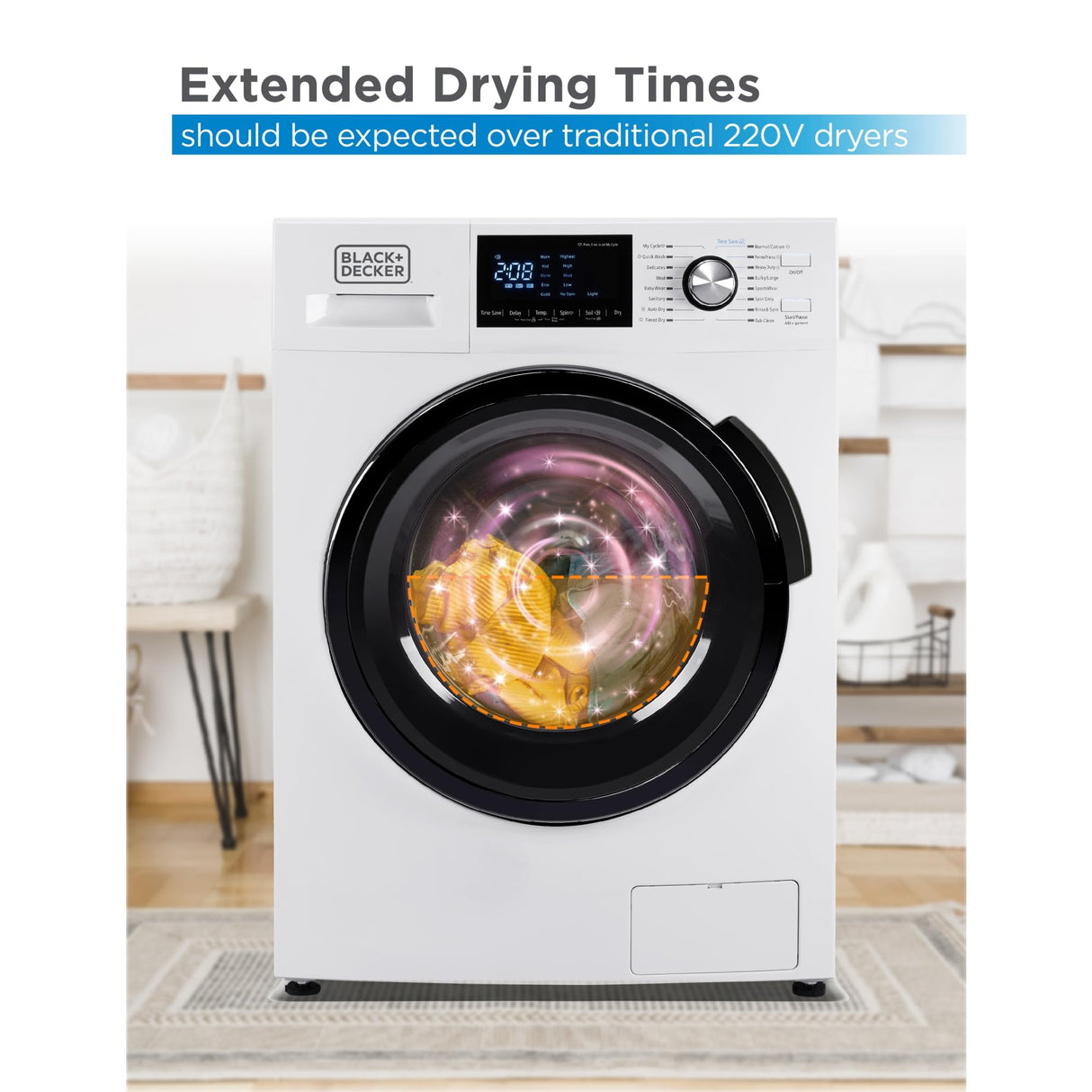 BLACK+DECKER Washer and Dryer Combo, 2.7 Cu. Ft. All In One Washer and Dryer with LED Display & 16 Cycles BLACK+DECKER