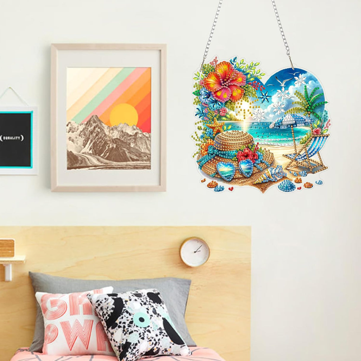 ARPADAMO Hanging Diamonds Art kit for Adult,DIY Summer Beach Pendant Diamonds Painting Art Kit, 7.2x7 inch Acrylic Diamonds Painting Board Kit Ornament, Special Crystal Diamond Hanging Ornament ARPADAMO