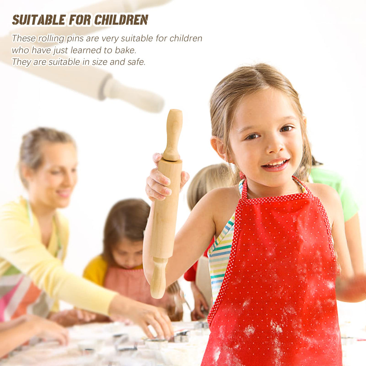 BILLIOTEAM 6 Pack 8 Inch Mini Wood Rolling Pin,Great for Children Kids Girls and Boys,Small Wooden Rollers for Art and Crafting,Baking,Cookie Dough,Cooking,Clay,Play Doh BILLIOTEAM