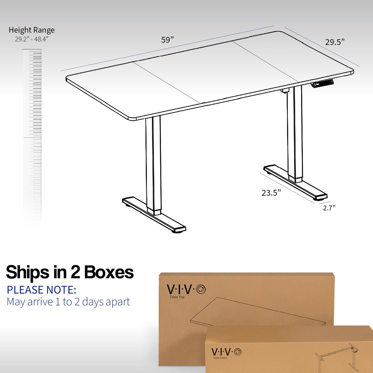 VIVO Electric 60 x 30 inch Standing Desk Workstation, Memory Controller Height Adjustment, 1B Series, White Top White Frame, DESK-KIT-1W6W-30 VIVO