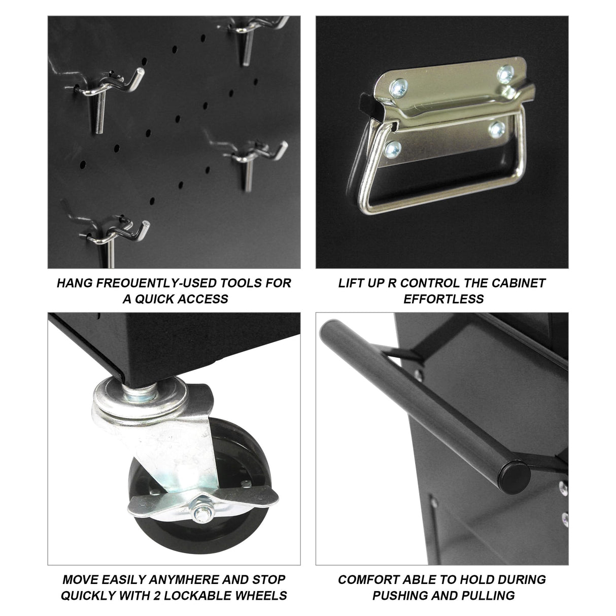 6 Drawer Rolling Tool Chest,Black Large Tall Tool Box with Wheels,Lockable Stand up Toolbox,Metal Garage Tool Cabinets Organizer,Rolling Tool Cart for Workshop Garvee