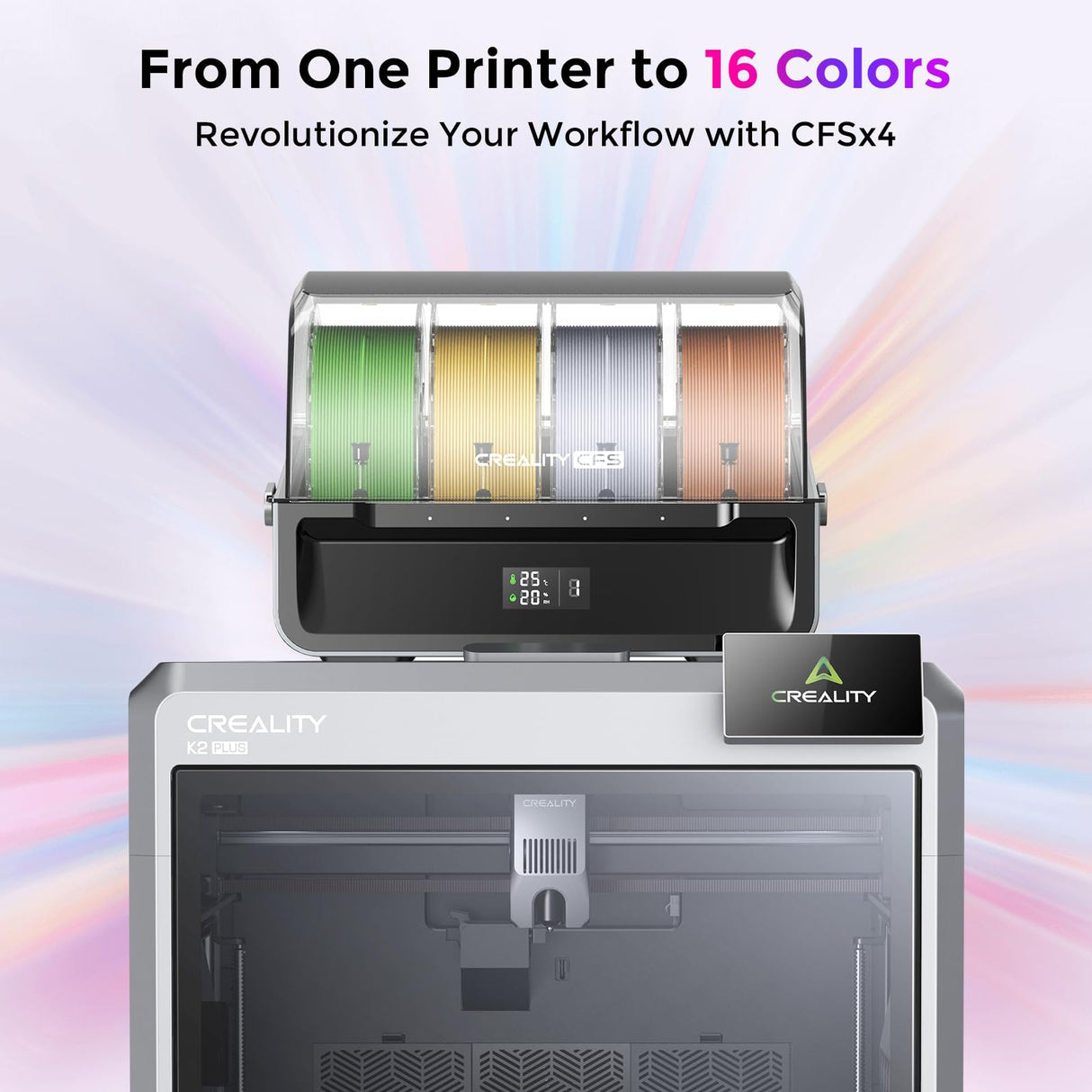 Creality K2 Plus Combo 3D Printer, Multicolor Printing with 16 Colors, 600mm/s High-Speed Printing, Dual AI Cameras for Monitoring, Full-Auto Leveling, Large Build Volume 350×350×350mm Creality