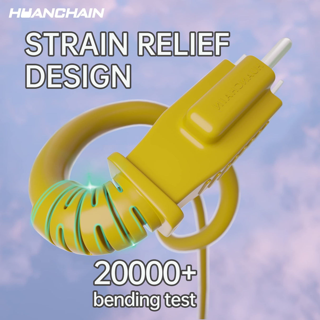 HUANCHAIN Indoor Outdoor Extension Cord 50 ft Waterproof, 16/3 Gauge Flexible Cold-Resistant Appliance Extension Cord Outside, 13A 1625W 16AWG SJTW, 3 Prong Heavy Duty Electric Cord Yellow, ETL huanchain