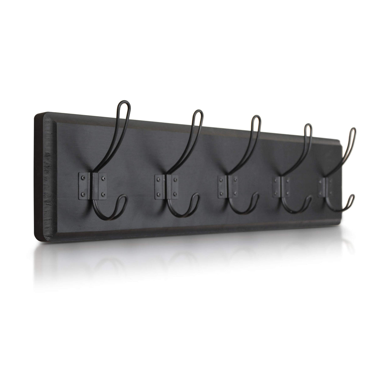 HBCY Creations Black Rustic Coat Rack Wall Mount with 5 Hooks, Solid Pine Wood 24 inch Wall Hooks for Entryway, Mudroom, Hallway, Bathroom - Vintage Farmhouse Style Wall Mounted Towel Rack HBCY Creations