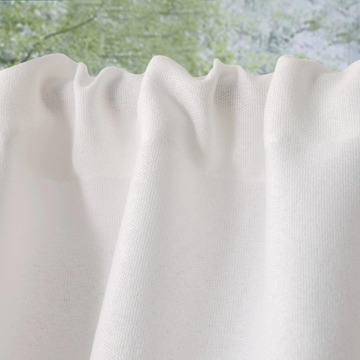 2 Pack Faux Linen White Kitchen Valances with Tassels Modern Farmhouse Valance Curtains Topper Country Rustic Bathroom Small Window Treatment Boho Decor (54x15 inch, Black Tassels) Oindec