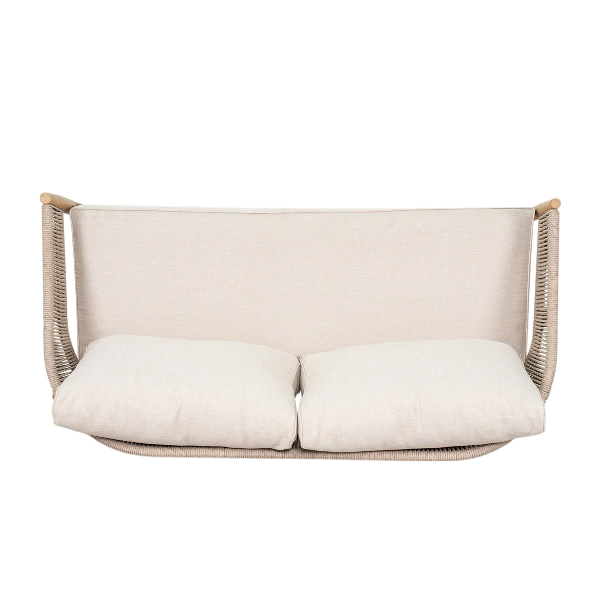 Christopher Knight Home Katarina Patio Acacia Wood Loveseat Furniture, Outdoor Loveseat Sofa with Comfy Fabric Cushions, 2-Seater Sofa with Handwoven Rope Backrest for Garden, Light Brown+Beige Christopher Knight Home