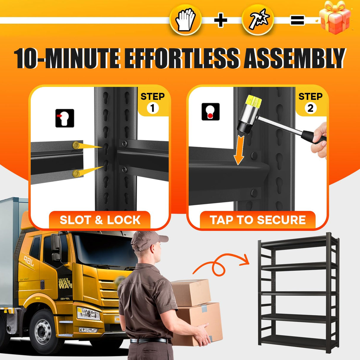 71.2''H Garage Shelving, 2500LBS Heavy Duty Shelvings, Adjustable Garag Storage Shelves, 5 Tier Metal Shelving Unit Wood Storage System Utility Storage Rack for Industrial, Warehouse, Basement KILISTEELS