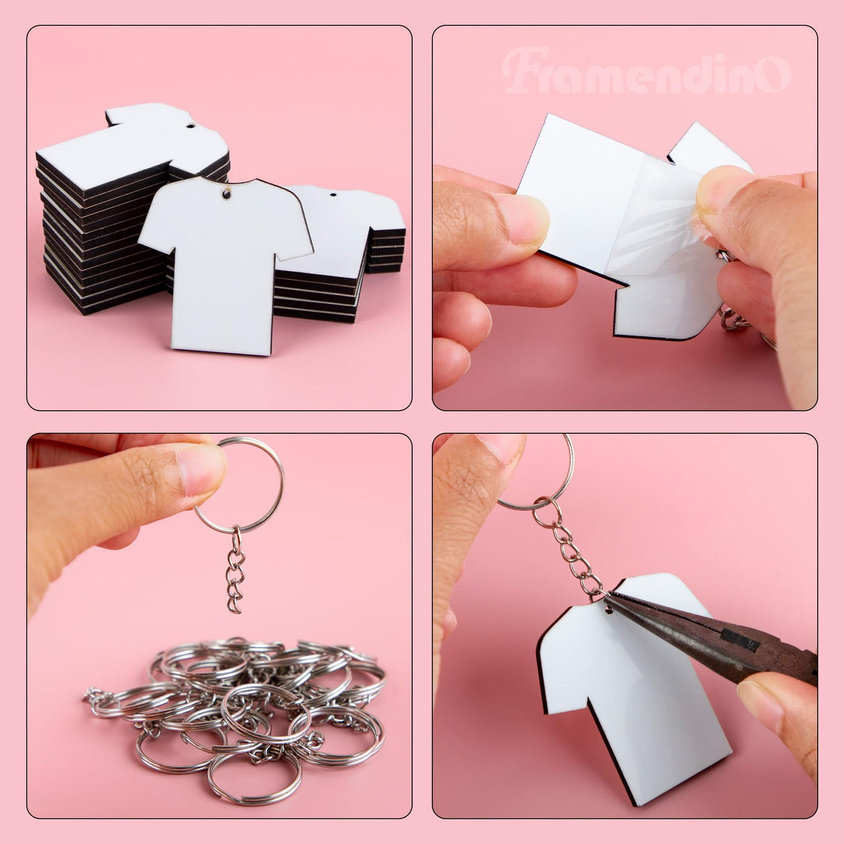 Framendino, 72 Pack Sublimation Blanks Keychain Sports Keychain MDF Double Sided Heat Transfer Football Keychains Framendino