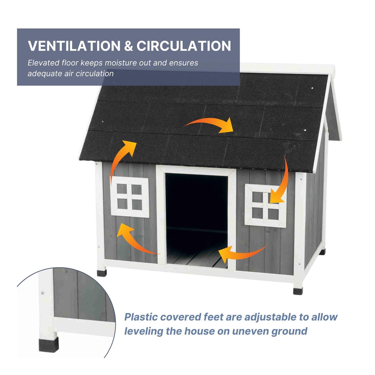 TRIXIE Natura Barn Style Dog House – Dog House for Medium Dogs with Weatherproof Sealer & Peaked Roof, Wooden Dog House with Adjustable Legs for Small to Medium-Sized Dogs – 41 x 27.75 x 36 in TRIXIE