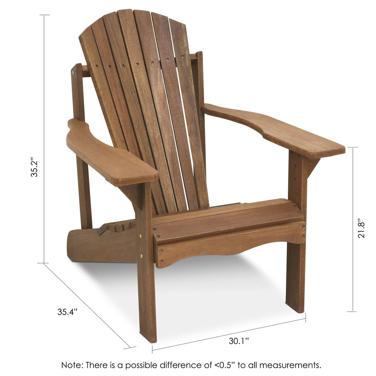 Furinno FG16918 Tioman Hardwood Patio Furniture Adirondack Chair in Teak Oil, Large, Natural Furinno