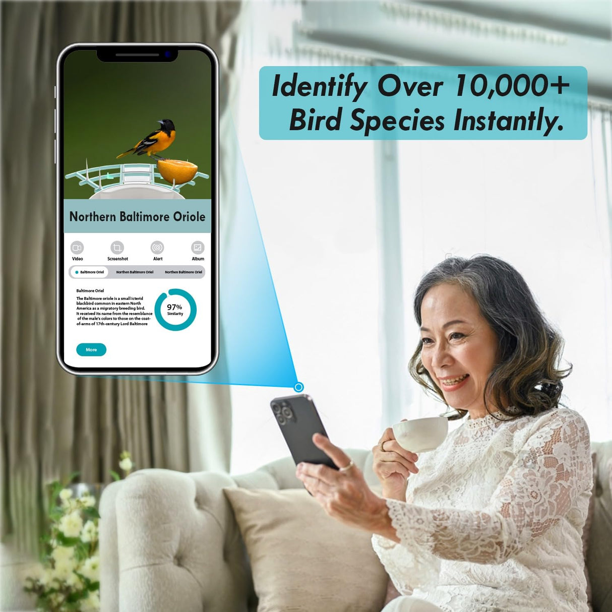 Smart Bird Feeder with Camera - Night Vision 1.5L Bird Feeder Camera with Solar Power -AI 1080p HD Identify 10000+ Birds Species Wifi 2.4 GHz Auto Capture Bird and IOS/Andriod Supported KimLamPro