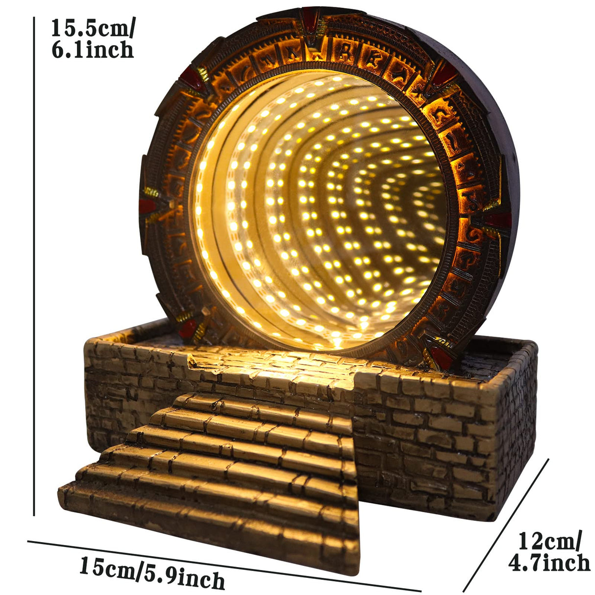 Starlight-gate Ring Mirror Time Tunnel Infinity Mirror Modelling 3D Night Light LED Table Lamp Collectable Gift Gaming Sculpture Home Decor (Led Light) brableewear