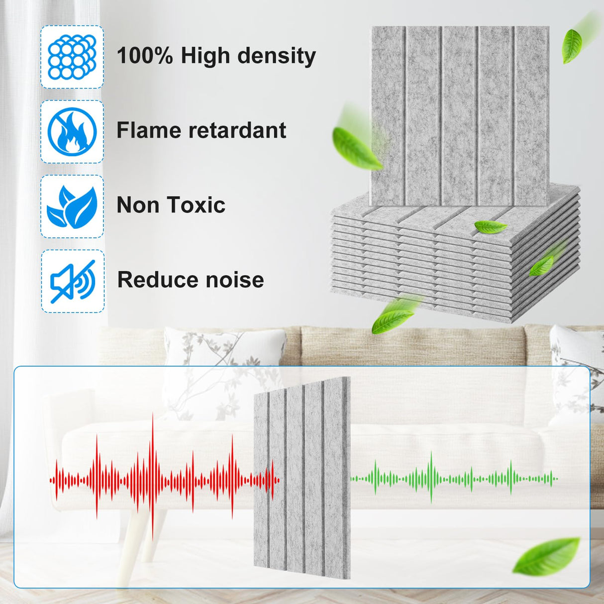 12 Pack Sound Proof Foam Panels for Walls 12"x12"x0.4'', Self Adhesive Soundproof Wall Panels, High Density Acoustic Foam Panels is Widely Used for Acoustic Treatment In Various Spaces(Gray) gumheni