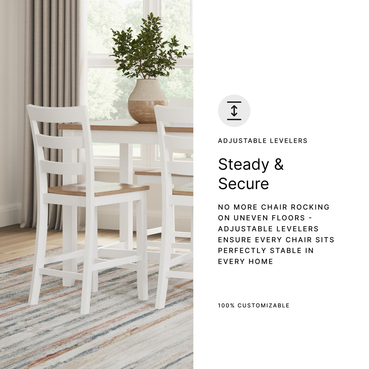 Signature Design by Ashley Gesthaven Modern Dining Table with 4 Chairs and Bench, Set of 6, White & Light Brown Signature Design by Ashley