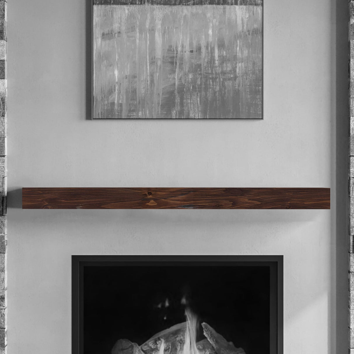 Dakota 48 Inch Floating Fireplace Mantel Shelf | Burnished Walnut | Handcrafted Natural Pine Wood Shelves | Rustic Farmhouse Wall-Mounted Mantel for Fireplaces & Home Decor | 48” W x 3” H x 8” D MANTELSDIRECT