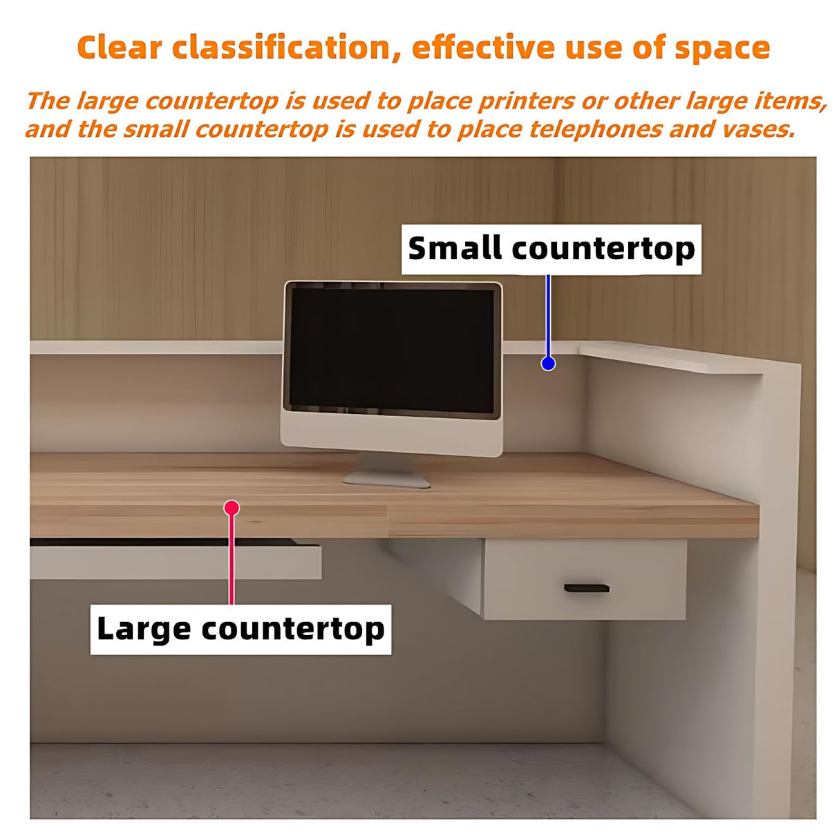 Reception Desk - Modern Front Desk, Checkout Counter, Retail Counter with Hidden Lighting, Customizable Logo, No Assembly Required, Perfect for Professional Spaces (84") ZGNBSD