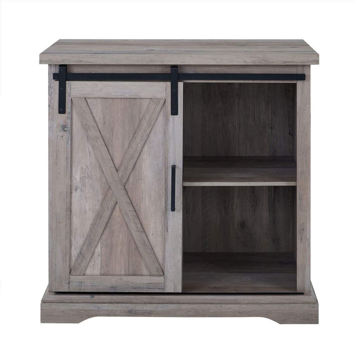 Walker Edison Abbey Modern Farmhouse Sliding X Barn Door Accent Console, 32 Inch, Grey Wash Walker Edison