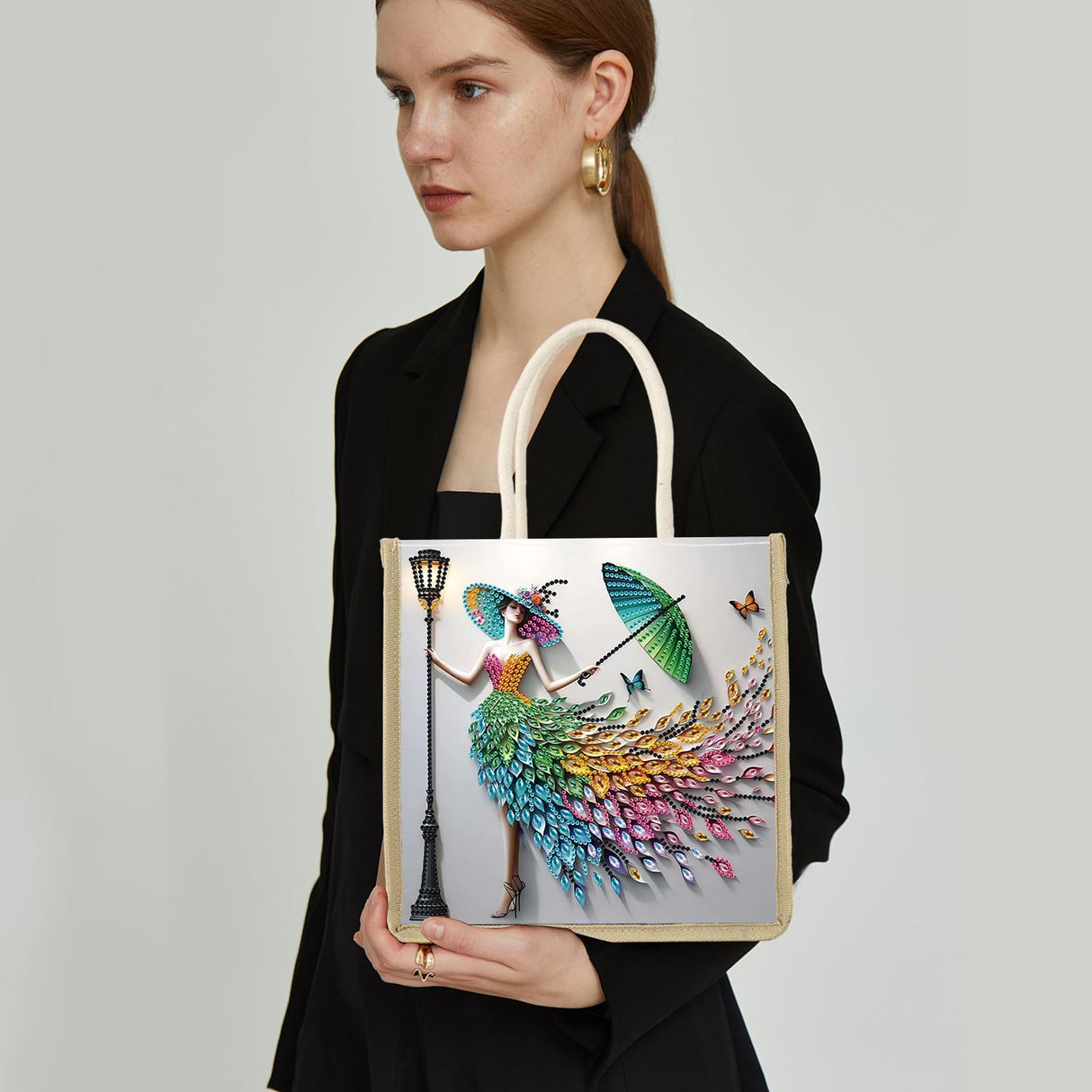 Tontut Diamond Painting kit Handbag Temperament Ladies DIY Handmade Diamond Pattern Creative Gift Large Capacity Commuting Leisure Bag Tontut