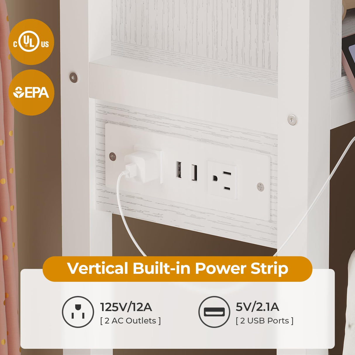 BTHFST Corner Bed Frame with Charging Station & Led Lights, Twin Bed Frame with 8 Storage Drawers & Bookcase, Twin Daybed with Storage Headboard for Kids Guests, White BTHFST