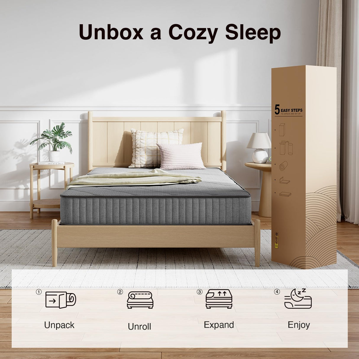 Novilla 6 Inch Twin Mattress, Hybrid Mattress Twin in a Box with Bonnell Spring & Gel Memory Foam for Pain Relief & Spine Support & Cooling Night Sleep, CertiPUR-US Certified Mattresses for Kids Novilla