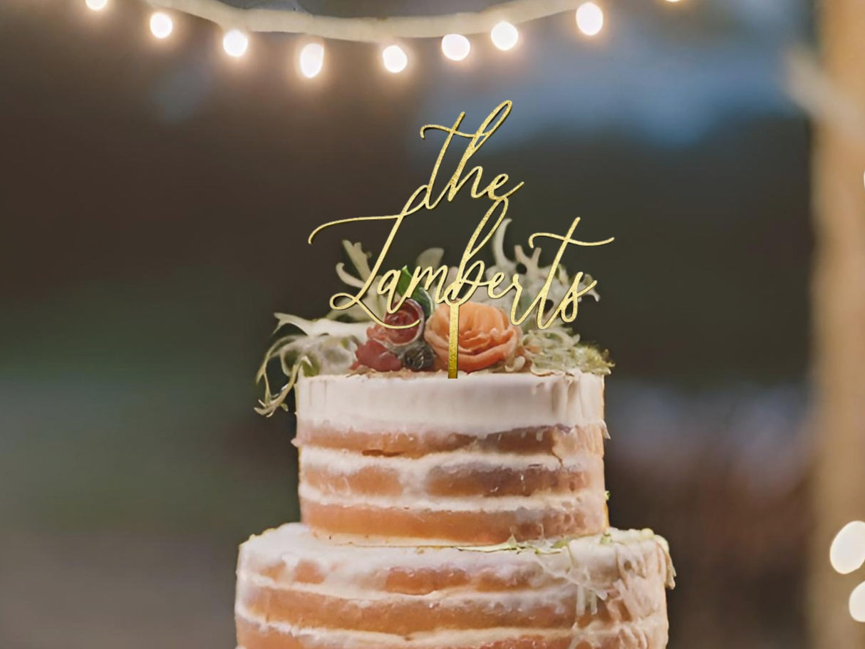 Personalized Rustic Name Wedding Cake Topper | Custom Cake Topper | Wood Cake Topper designLEE Studio
