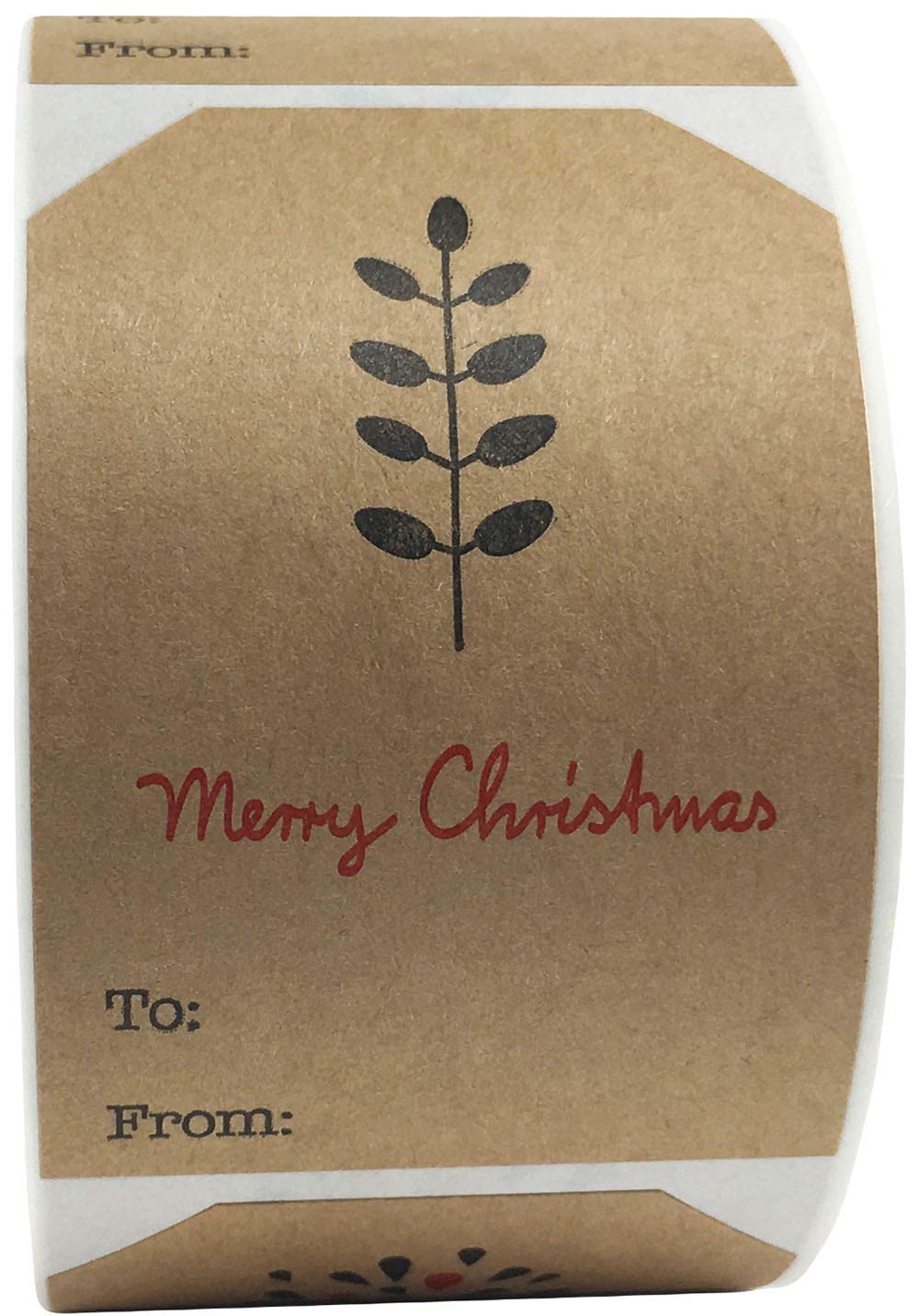 Boho Simple Christmas Gift Tag Adhesive Stickers – 2 x 3 Inch Labels, Roll of 100 with Minimalist Designs – Merry Christmas, Noel, and Candle, Made in The USA InStockLabels.com