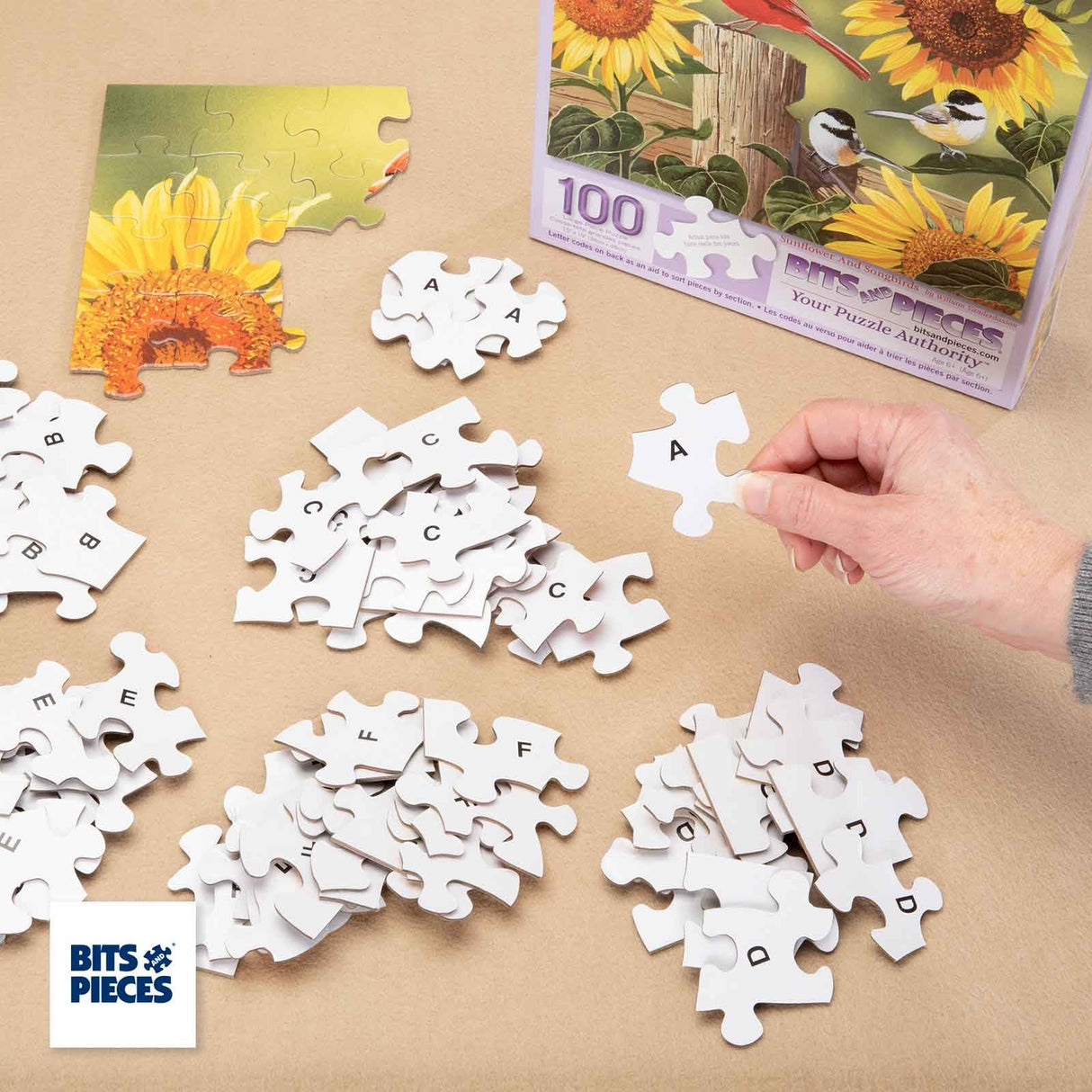 Bits and Pieces - 100 Piece Jigsaw Puzzle - A Touch of Spring by Artist Jane Maday - Cute Bunnies - 100 pc Jigsaw Bits and Pieces