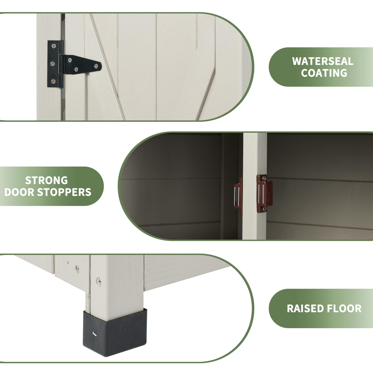 Outdoor Storage Shed with Floor & Adjustable Shelves, Wooden Garden Tool Cabinet Weatherproof, 71" Vertical Patio Organizer HABAU