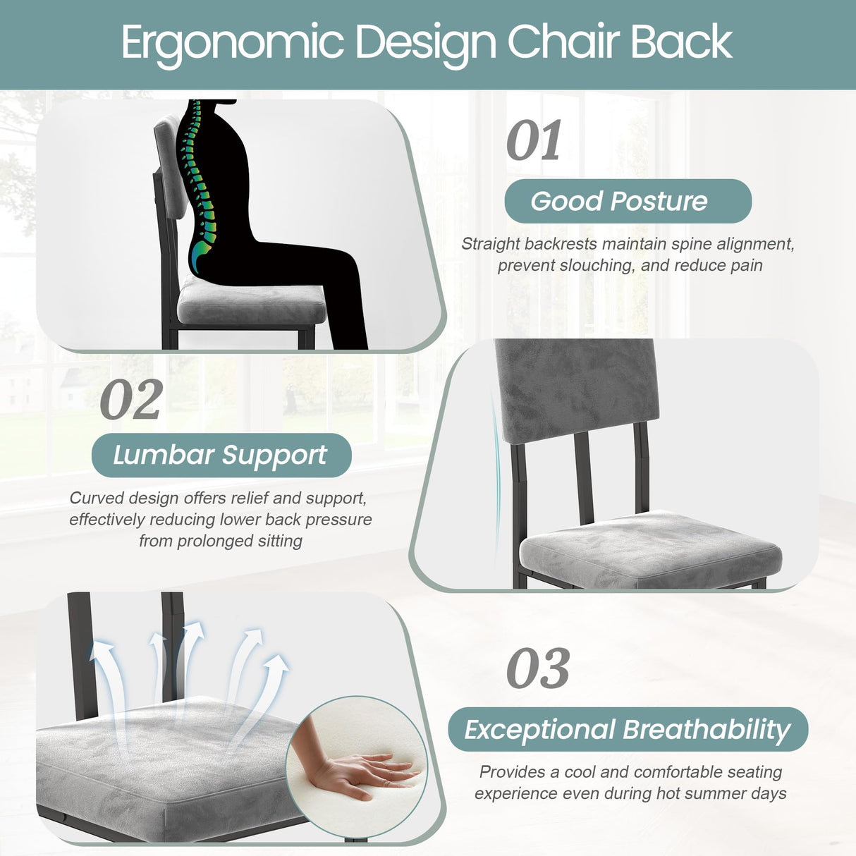 HUGROVE 5-Piece Dining Set, 47.24-Inch Faux Marble Dining Table Set for 4, Modern Minimalist Kitchen & Dining Room Set with Velvet Upholstered Chairs for Small Spaces, Apartments (Charcoal) HUGROVE