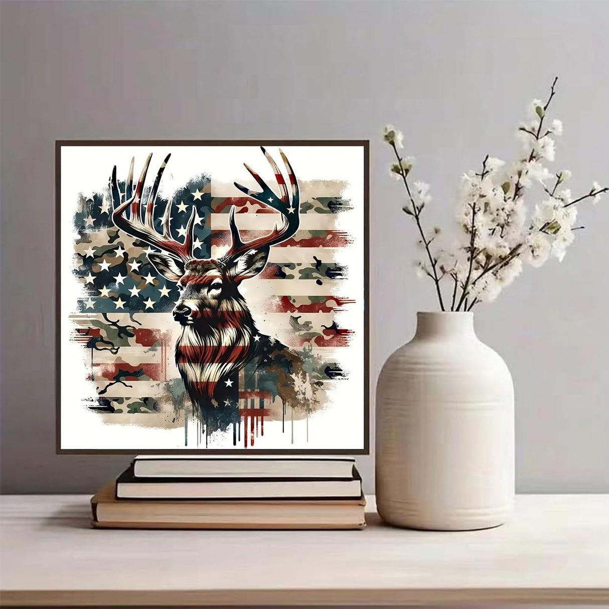 JXDXDJ American Flag Diamond Art Kits for Adults,Animal 5D Diamond Painting Kits for Beginners,DIY Full Drill Deer Diamond Dots with Gem Art for Adults Pictures Crafts,Home Wall Decor 13.8 X 13.8 in JXDXDJ