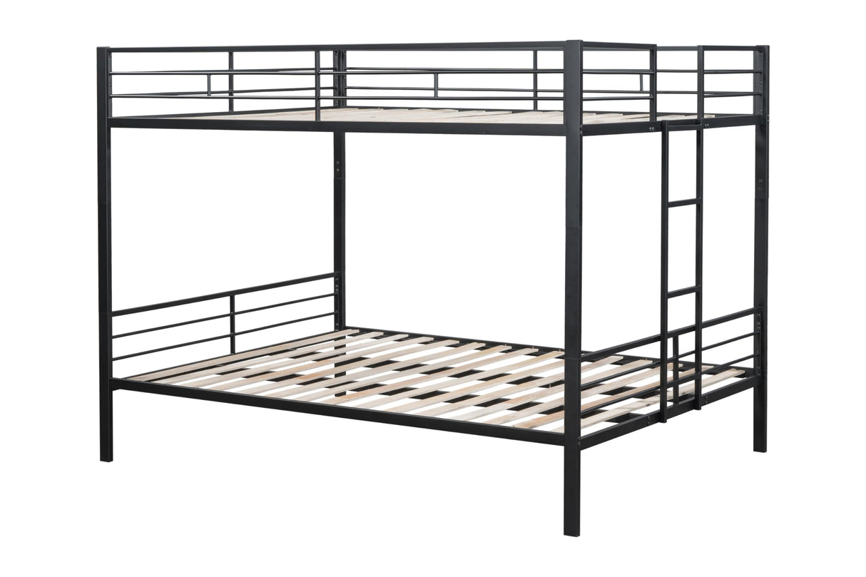 DNYN Black Queen Over Queen Bunk Bed with Wood Slat Support for Kids and Adults, Space-Saving Design, Easy Assembly, No Box Spring Needed DNYN