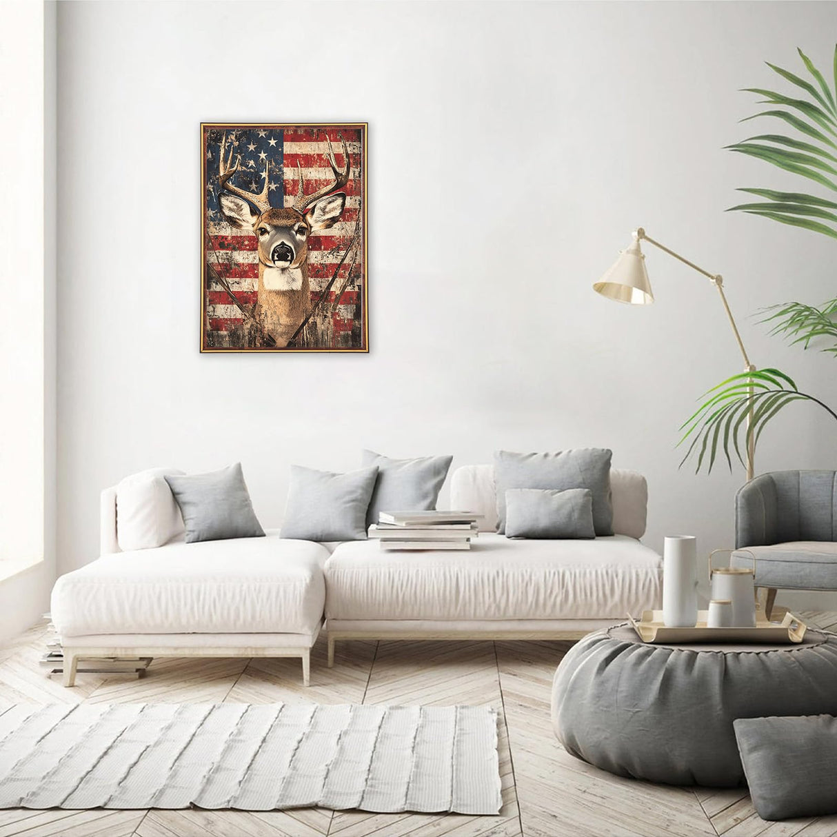 MEIYUDA Deer Diamond Painting Kits for Adults, DIY American Flag Deer Diamond Art Dots for Adult Beginners, Full Diamond Art Painting Kit for Home Wall Decor Gifts 12x16inch MEIYUDA