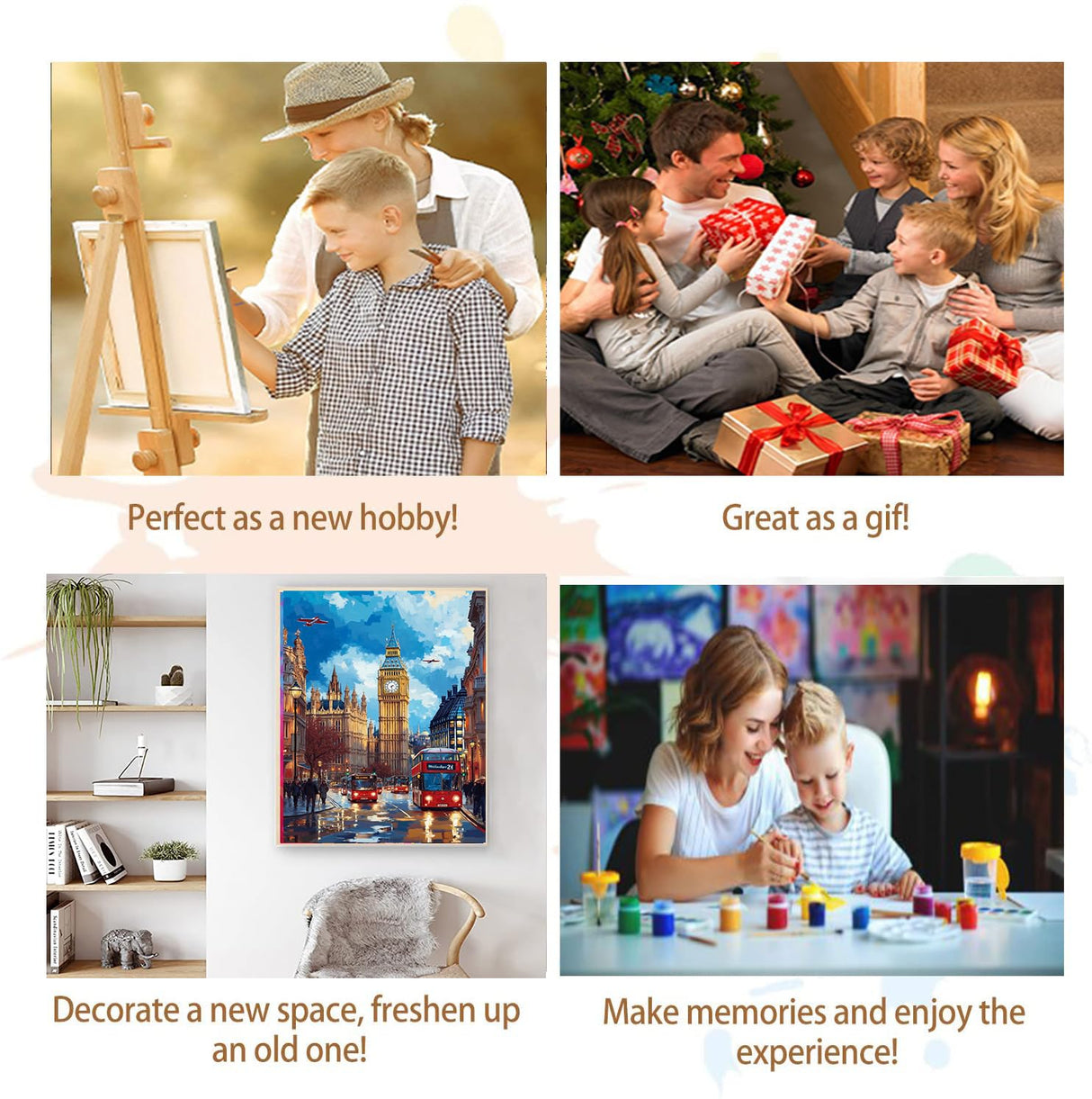 Artunion Big Ben Paint by Numbers Kit for Adults,London City Street Paint by Number Kits, DIY Oil Painting Paint by Number Kits on Canvas Arts Craft for Home Wall Decor 16x20 Inch Artunion