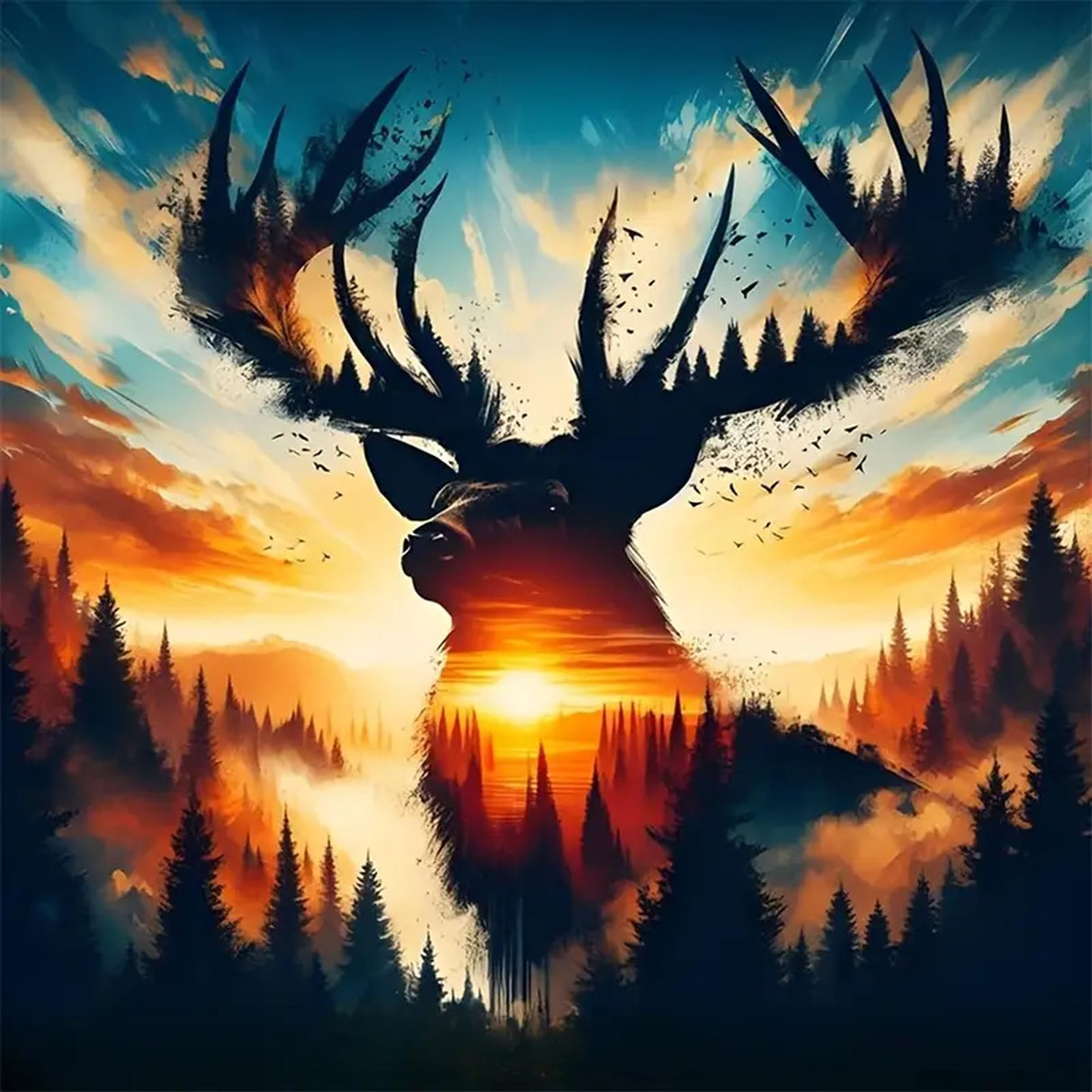 Forest Deer Diamond Art Kits for Adults,5D Full Round Drill Dots Diamond Painting Kits for Beginners Landscape Scenery,DIY Gem Art and Crafts Deer Paint by Diamonds Easy,Home Wall Decor 13.7X13.7 Inch SJDIYSTORE