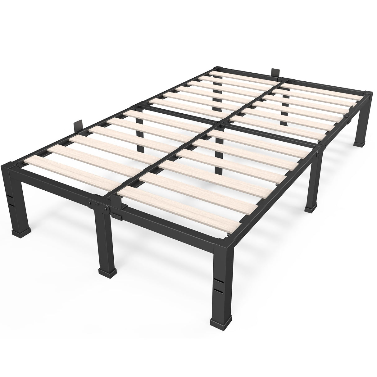 ROIL Heavy Duty 14-Inch King Bed Frame with Wooden Slats and Under-Bed Storage, No Box Spring Needed ROIL