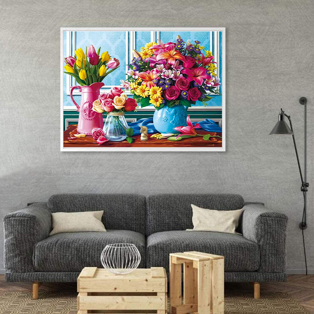 Jigsaw Puzzles 1000 Pieces for Adults Spring Flowers, Colorful Flowers Jigsaw Puzzles, Plants Tulip Rose Daisy Challenging Funny Puzzles for Friends Family Activity Game Nights RECHIATO