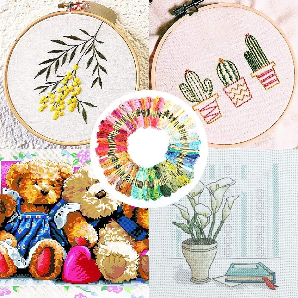 200 Color Embroidery Thread, Embroidery Floss Skeins Cotton Rainbow Color Cross Stitch Threads Sewing Craft Supplies Palettes Bracelets Floss 8m for Friendship Bracelets DIY Crafts DNAMYJME