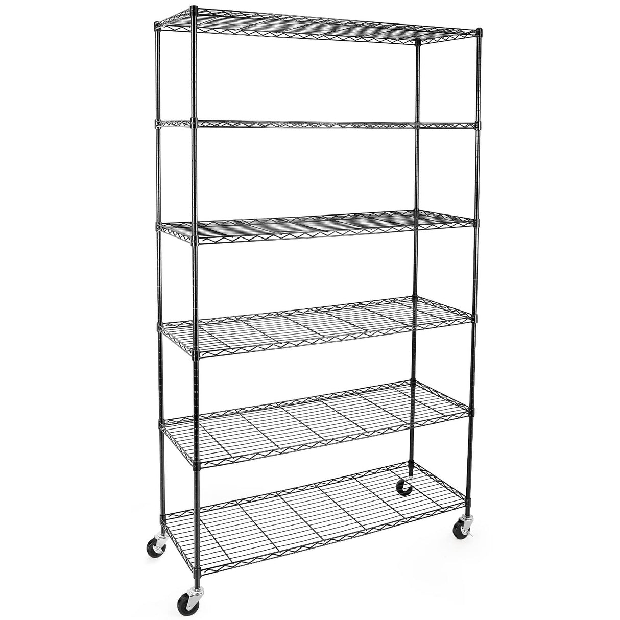 WDT NSF Certified Storage Shelves on Wheels, Heavy Duty Metal Shelves for Storage with Adjustable Stand, 6-Tier Wire Shelving Unit for Garage Pantry Kitchen Shelf Rack, 47" D x 17" W x 80" H WDT