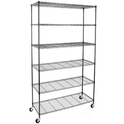 WDT NSF Certified Storage Shelves on Wheels, Heavy Duty Metal Shelves for Storage with Adjustable Stand, 6-Tier Wire Shelving Unit for Garage Pantry Kitchen Shelf Rack, 47" D x 17" W x 80" H