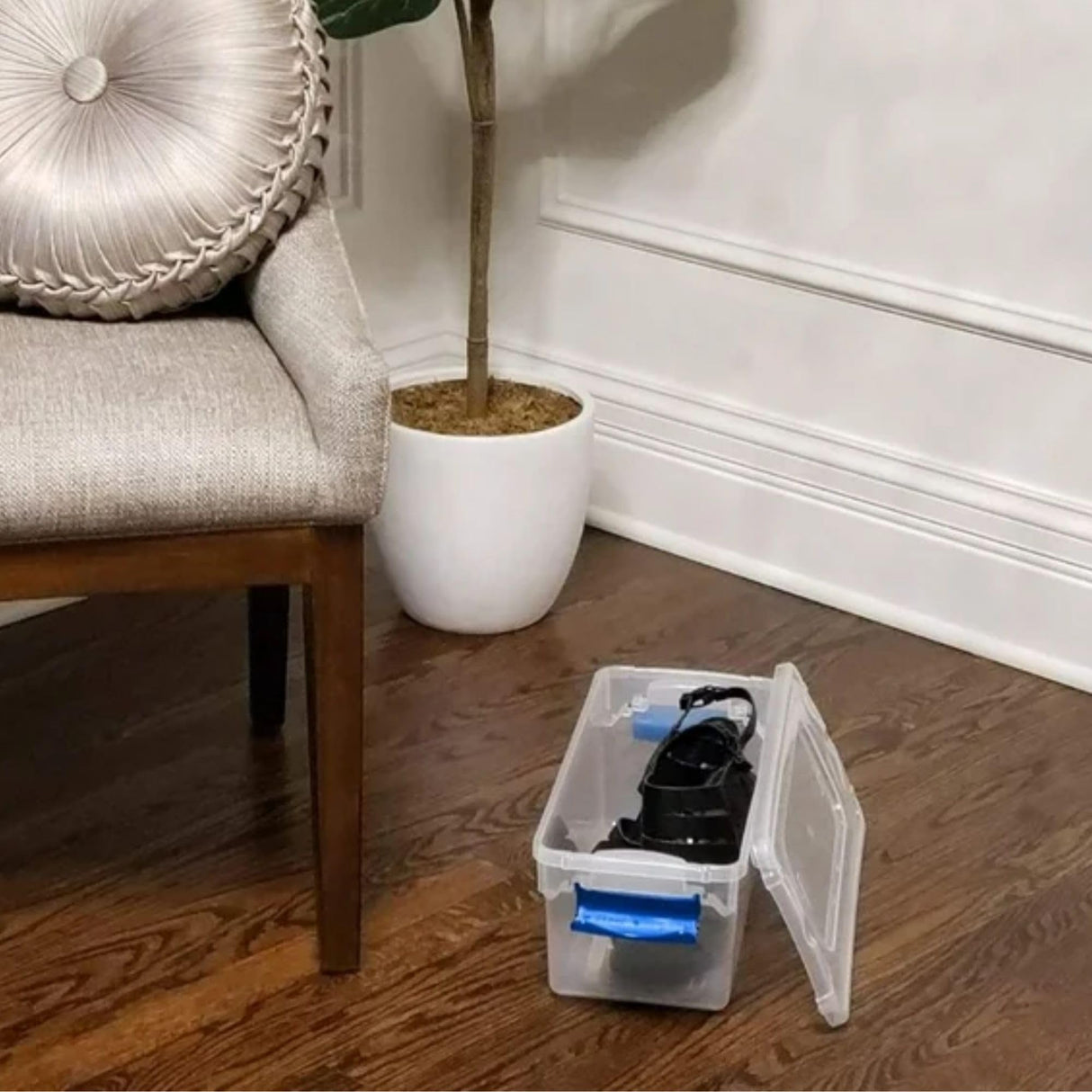 HOMZ 5-Pack Latching Lid, Clear Plastic Storage Organizer Bins, 7.5 Quart, Blue Latch - Stackable Organizing Containers for Home, Garage, and Office HOMZ