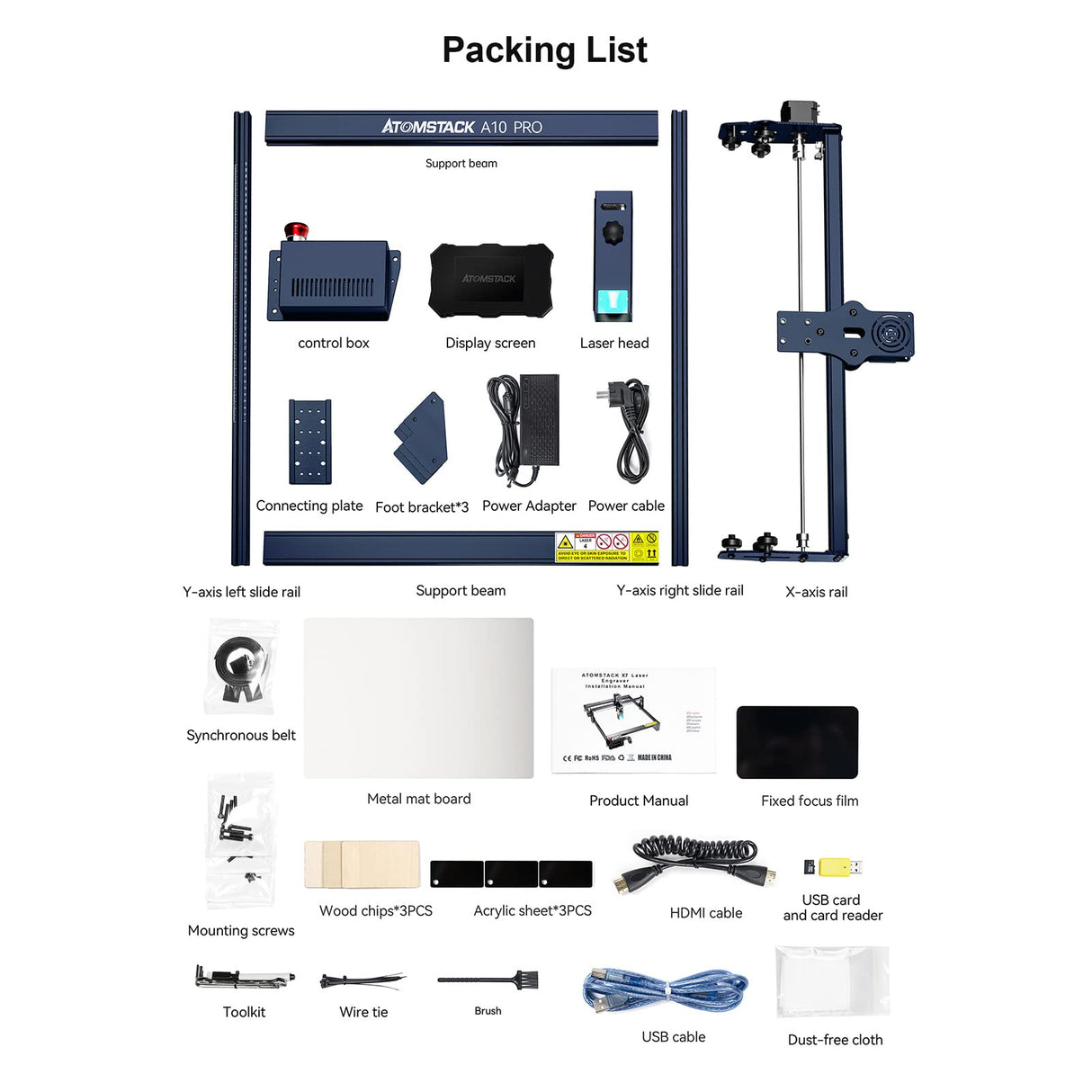 ATOMSTACK A10 Pro Laser Engraver, 10000mW Optical Power Compressed Spot Laser Engraving Machine and Laser Cutter for Wood Metal with Terminal Panel for Offline Engraving, 410x400mm Engraving Area ATOMSTACK