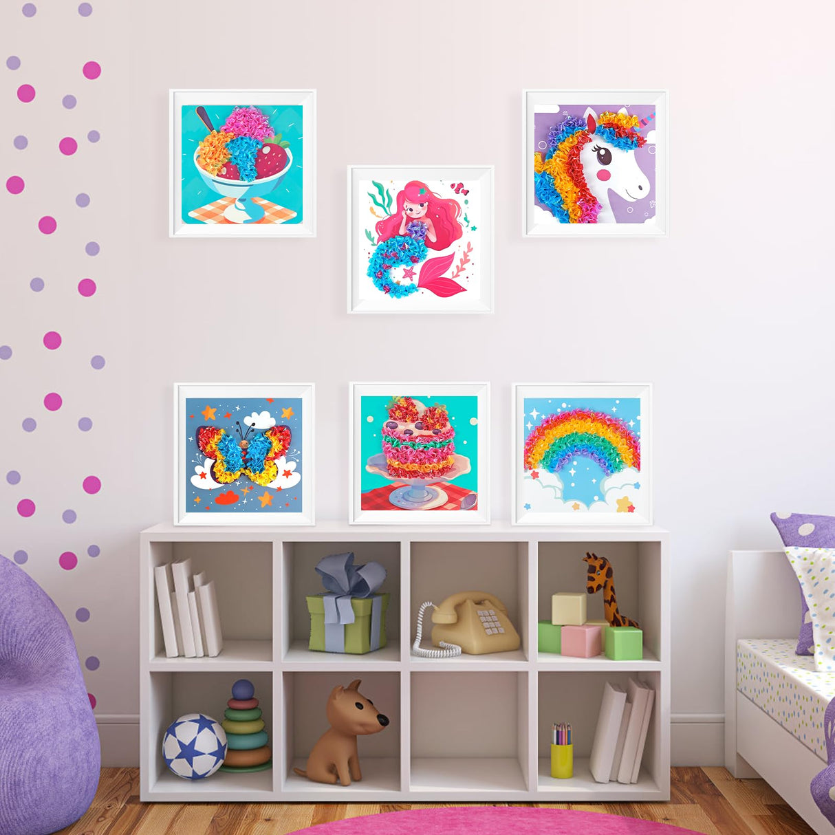 Poke in Art for Kids Unicorns Rainbow Mermaid Butterfly Cupcake Arts and Crafts for Kids 4-8 Boys Girls Home Decor Birthday Christmas Gifts 6 DIY Themes Creative Activity Game Plunack