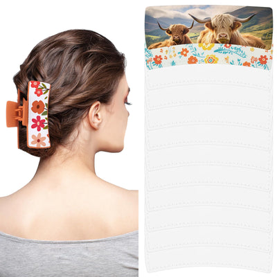 Moucuny 20 Pcs Hair Claw Clips Cover Sublimation Blanks for 4”, 4.1”and 4.2”hair Clips, Sublimation Hair Claw Clips Cover Blanks, PU Leather Sublimation Blanks for Hair Clips and Claw Clips