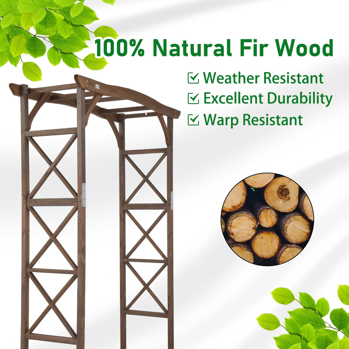 VINGLI Wooden Garden Arbor, Wedding Arch, 6.6ft Arch Backdrop Stand for Ceremony, Wood Trellis for Plant Climbing, Christmas Decor Pergola for Garden Backyard, Lawn VINGLI