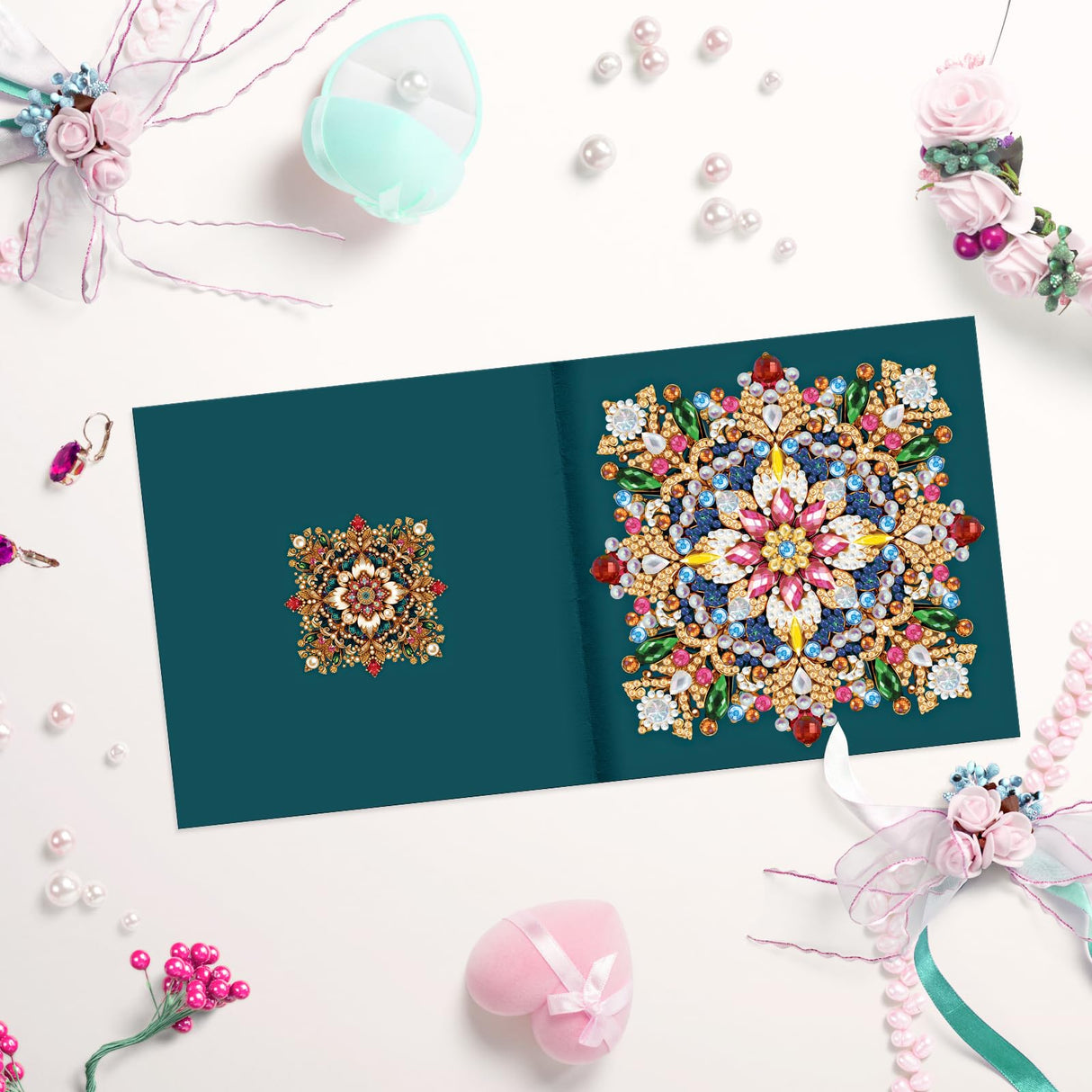 pigpigboss 6 Packs Mandala Diamond Art Greeting Card Kit, Flower Birthday Cards Paint with Diamonds, Special Shaped Diamond Painting Dots Cards Crafts for Adult Holiday Wishes and Blessing pigpigboss