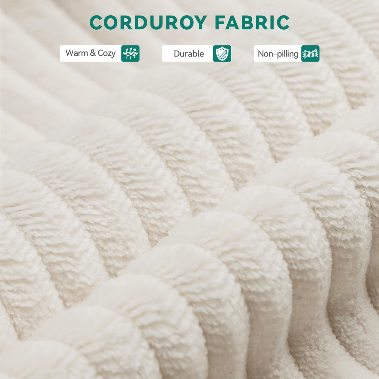 YITAHOME 107 Inch Cloud Modular Sofa with L-Shape Chaise, Deep Seat & 3 Pillows, Corduroy Couch for Living Room Bedroom, No Assembly Needed, Milky White YITAHOME