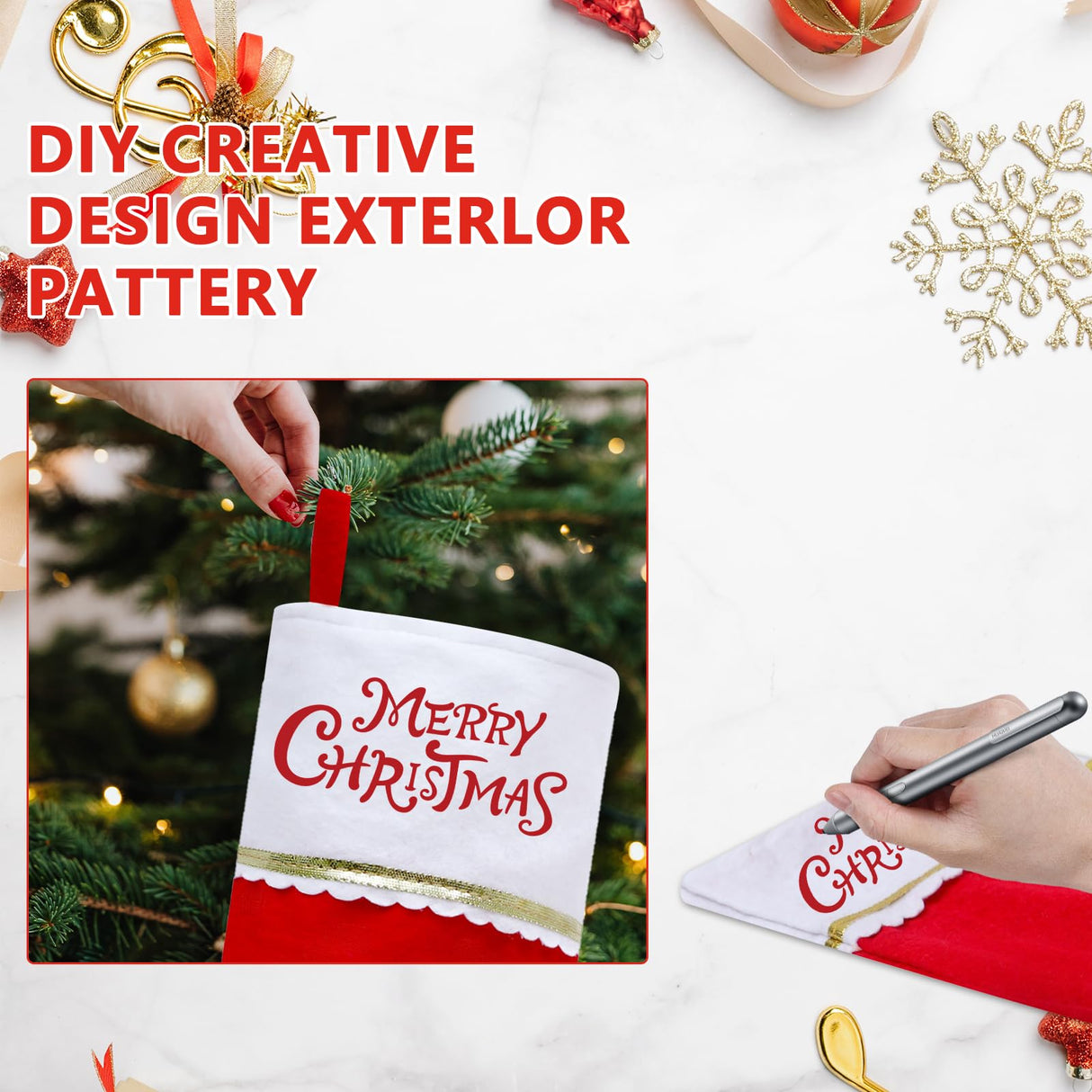 Subyan 12 Pack Felt Christmas Stockings, 19 Inches Red and Green Christmas Stocking Hanging Ornaments with Gold Trim for Family Christmas Holiday Decorations DIY Craft Large Xmas Stocking Subyan