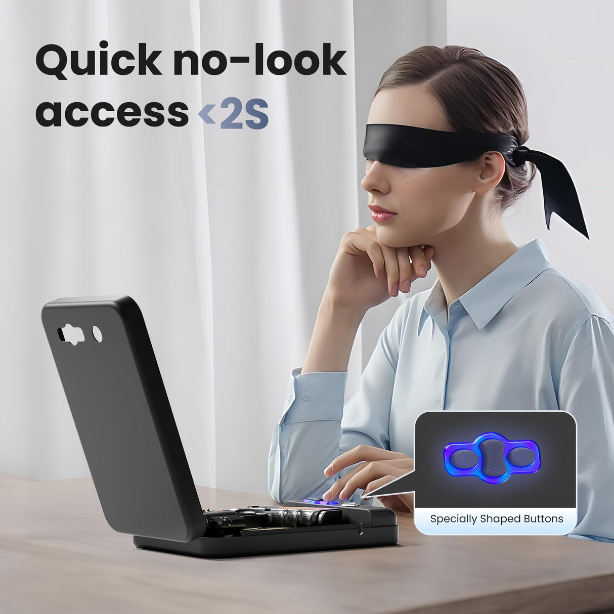 Grimtron Portable Pistol Safe – Electronic Lock Box & Key Access, Silent Mode, Compact Car Gun Safe for Handgun, Small Single Safe for Travel, Office, Dorm Use Grimtron