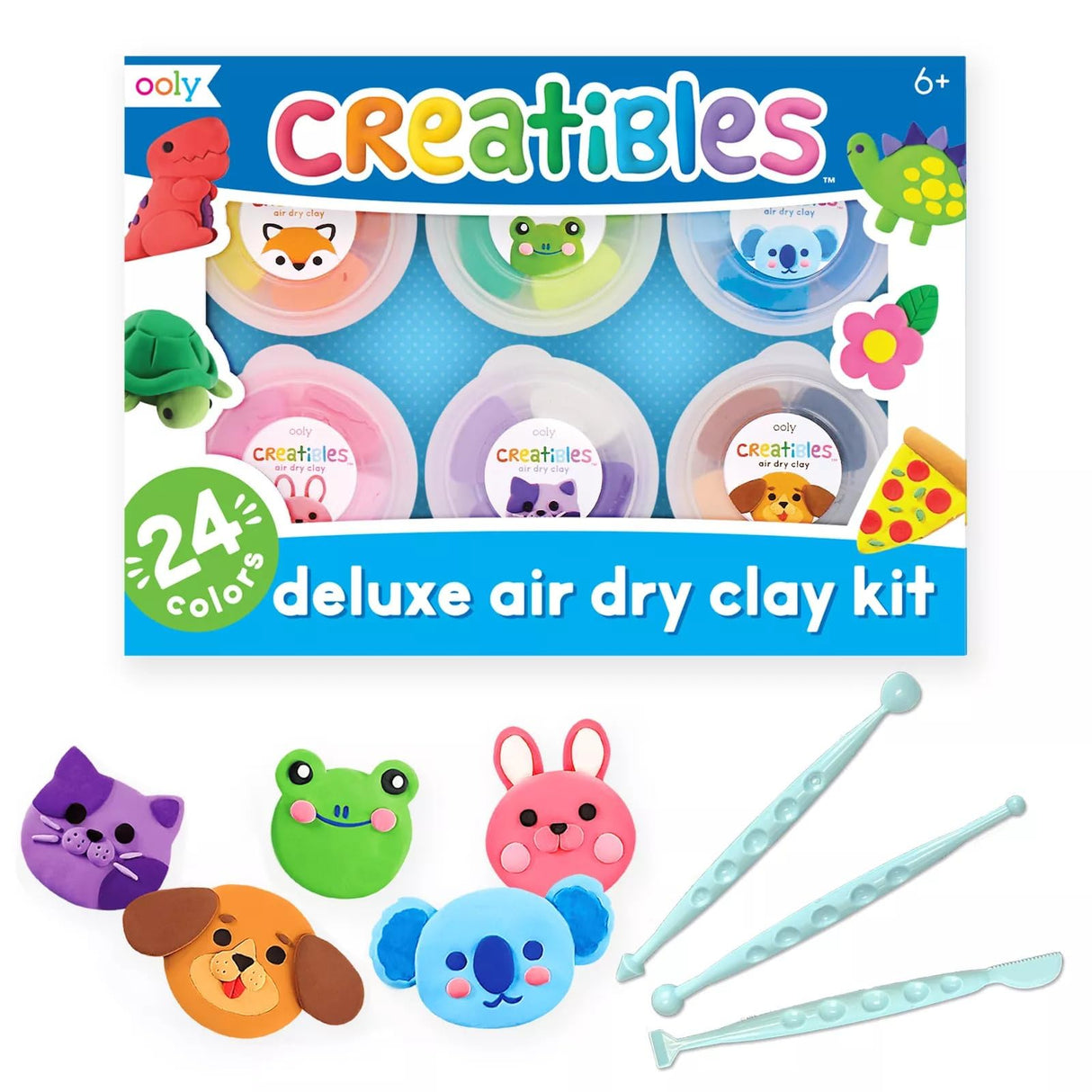 Ooly Air Dry Clay for Kids, 24 Colors Modeling Clay with 3 Shaping Tools, Play Dough Gifts for Kids, Craft Supplies - Creatibles Ooly
