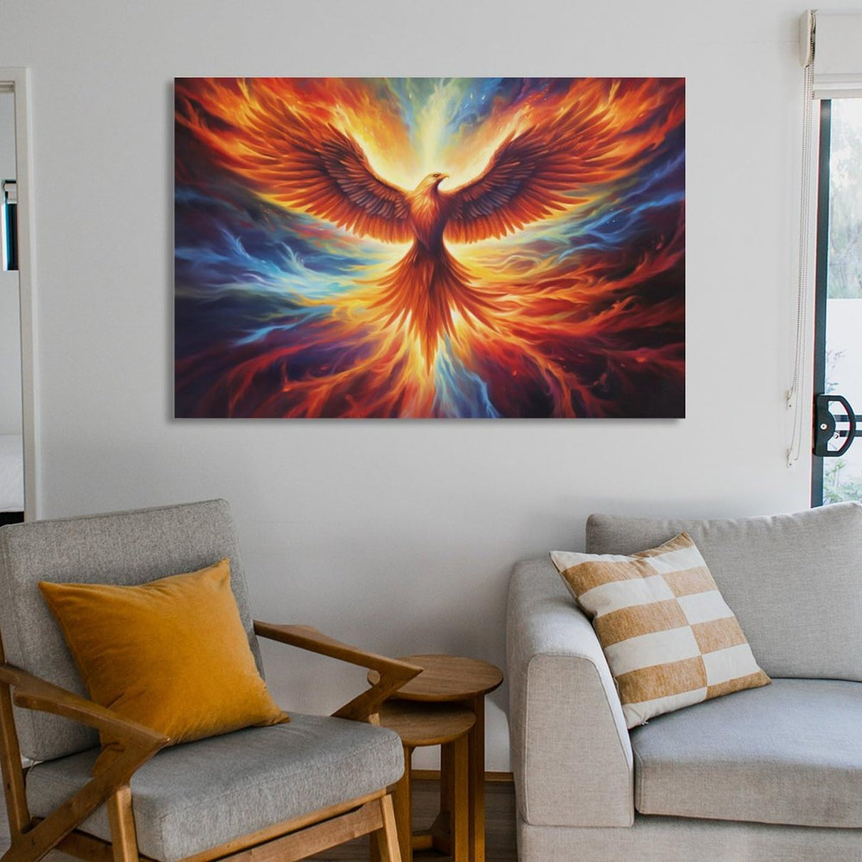 QEOPGNE Fire Bird Phoenix Rising Wall Art Fantasy Phoenix Poster Canvas Art Prints for Bedroom Office Living Room Pictures Paintings Cool Phoenix Wall Decor for Mens Women Unframed 12x18inch(30x45cm) QEOPGNE